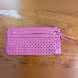 Banana Republic Pink Leather Clutch Wristlet Pouch  9 x 4.5